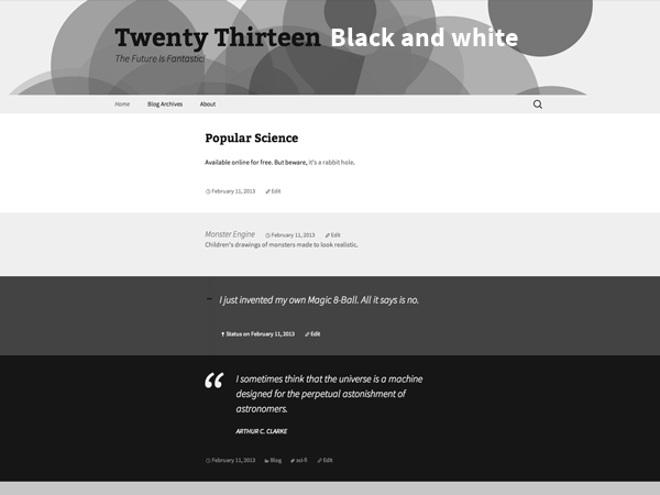 WordPress Theme 2013 Black and white