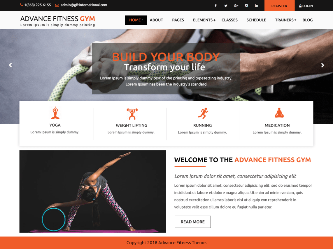 WordPress Theme Advance Fitness Gym