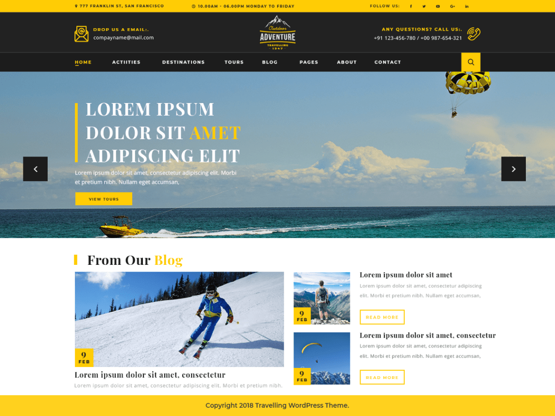 WordPress Theme Adventure Travelling