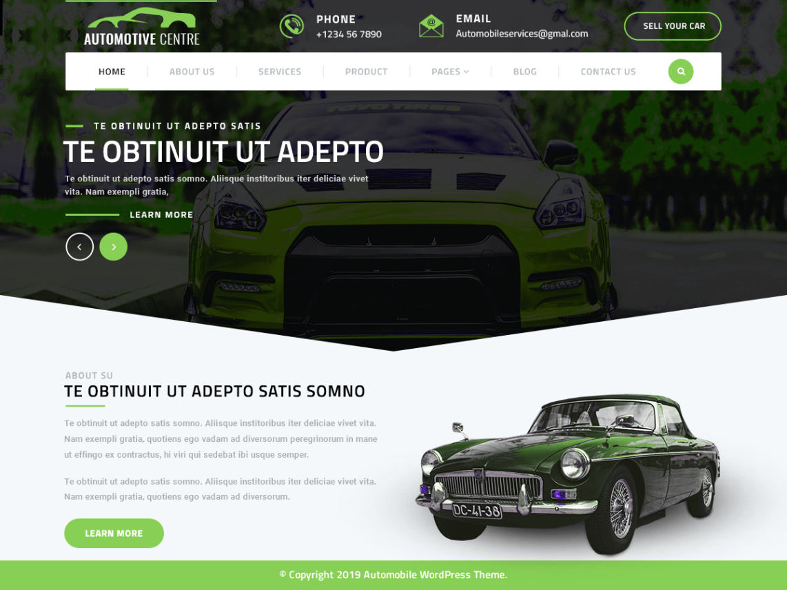 WordPress Theme Automotive Centre