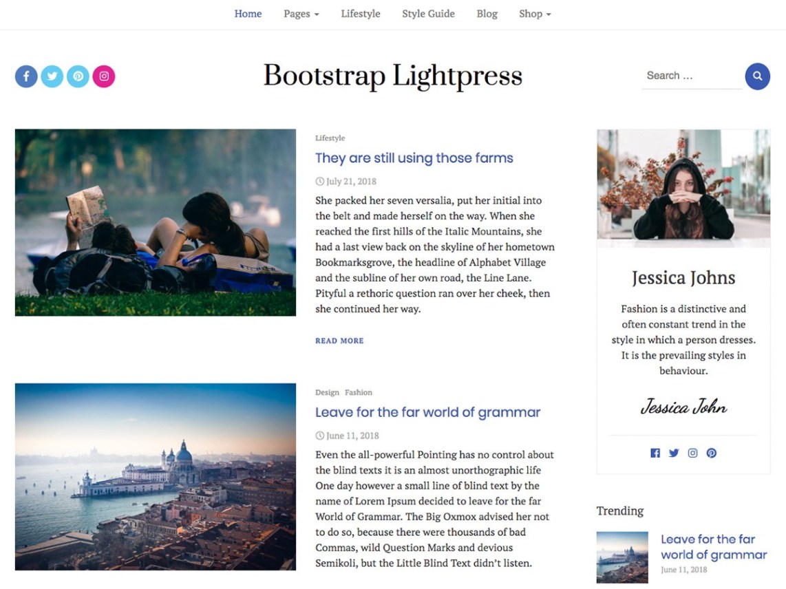 WordPress Theme Bootstrap Lightpress