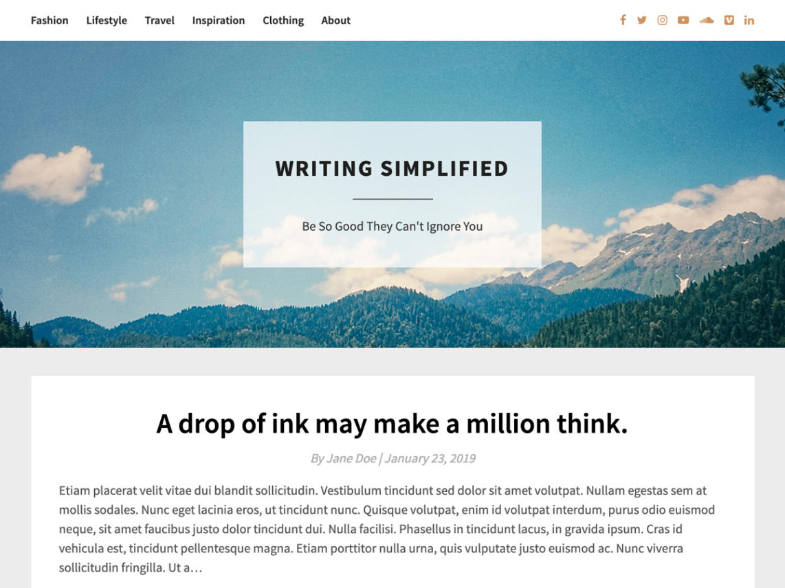 WordPress Theme Bright Writing