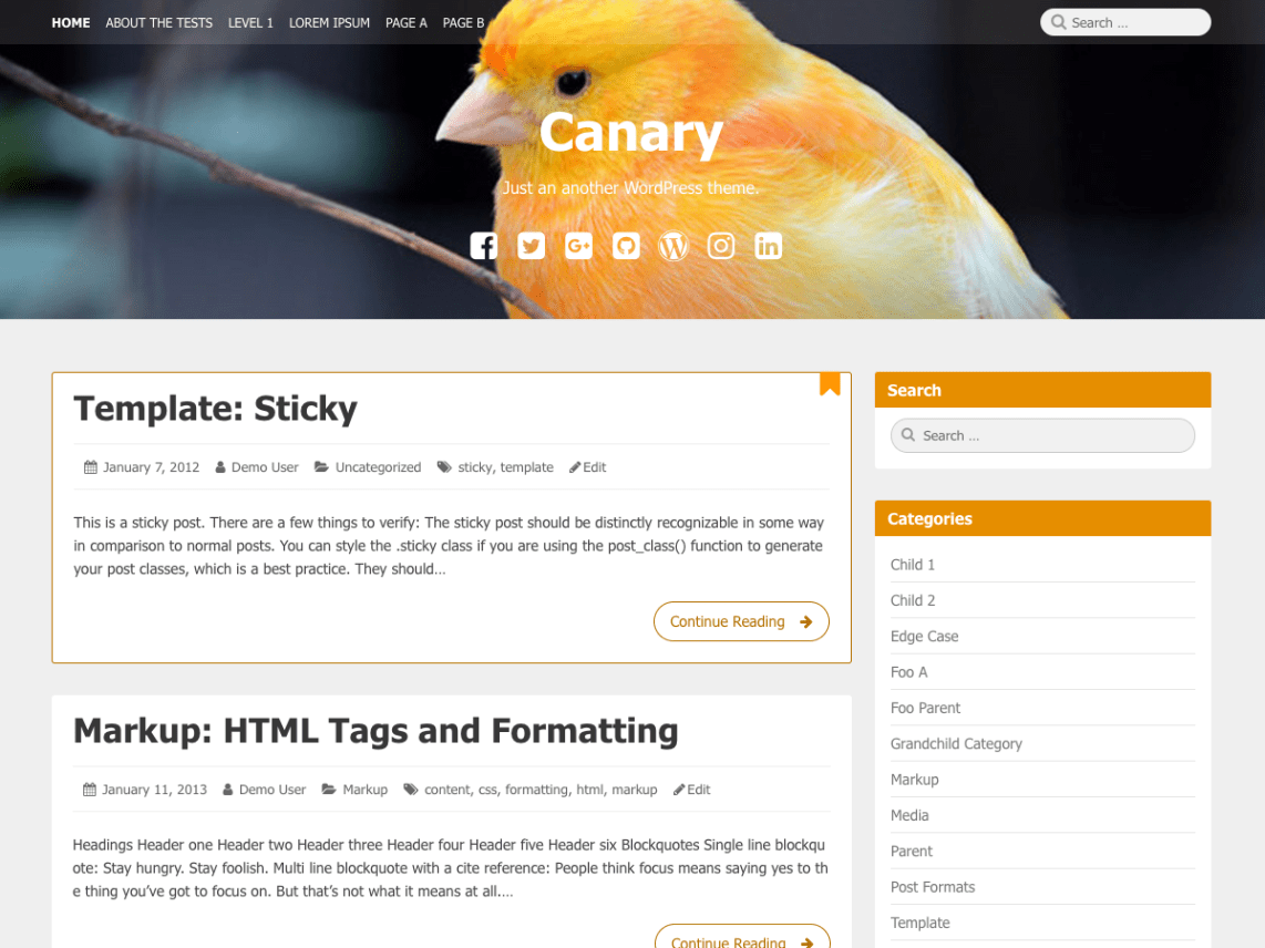 WordPress Theme Canary