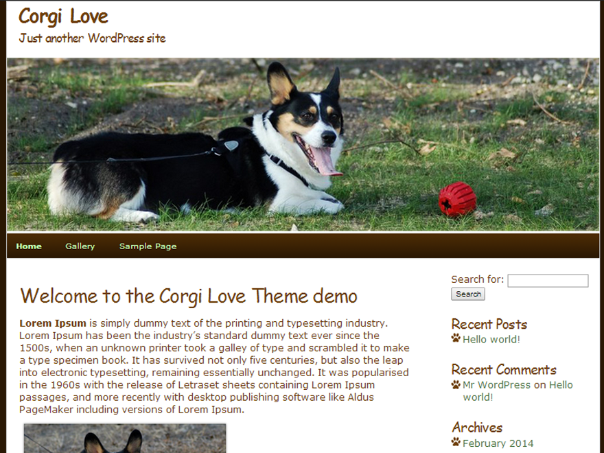 WordPress Theme Corgi Love