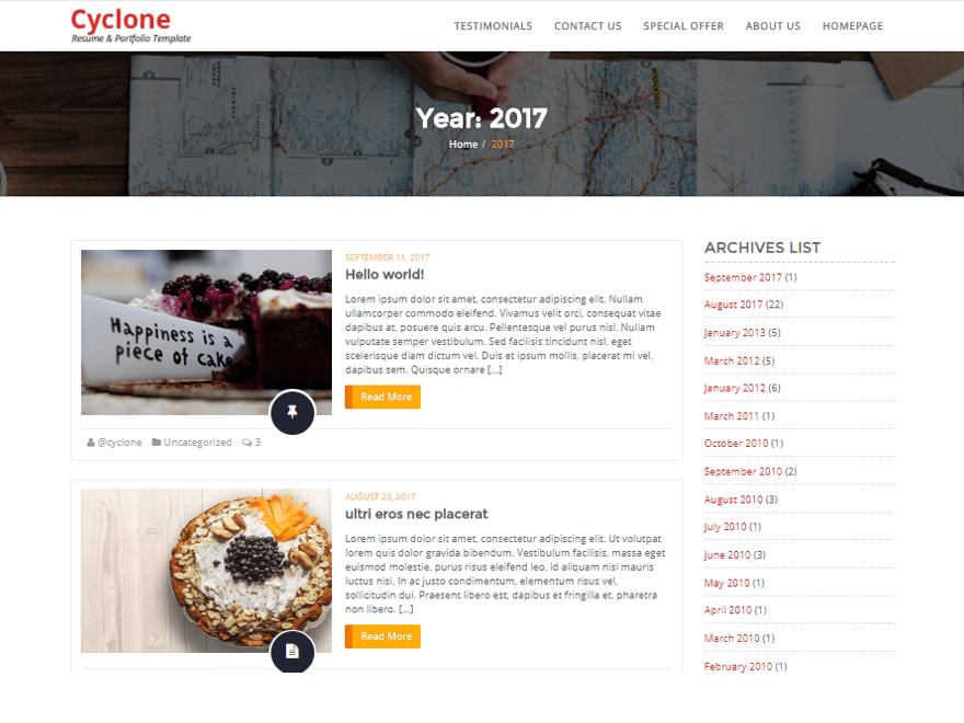 WordPress Theme Cyclone Blog