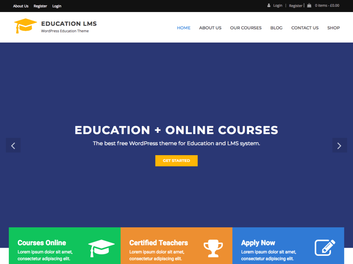 WordPress Theme Education LMS
