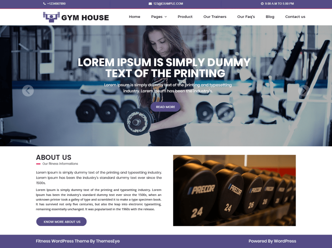 WordPress Theme Fitness Gymhouse