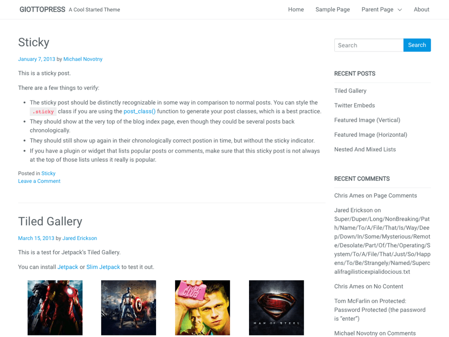 WordPress Theme GiottoPress