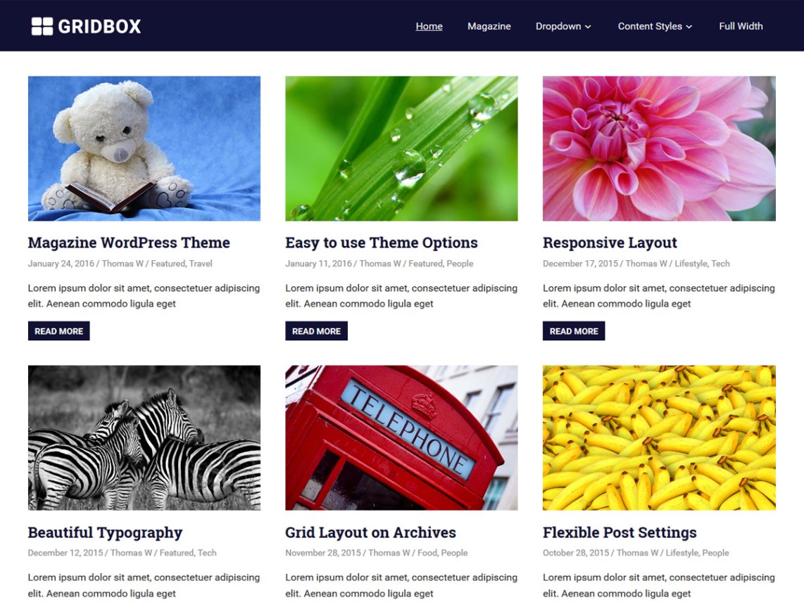 WordPress Theme Gridbox