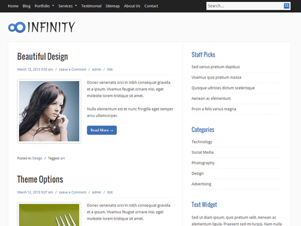 WordPress Theme Infinity