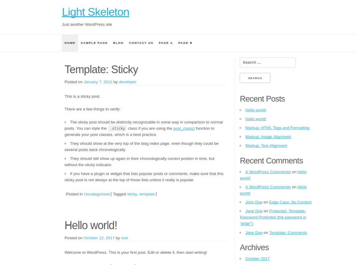WordPress Theme Light Skeleton