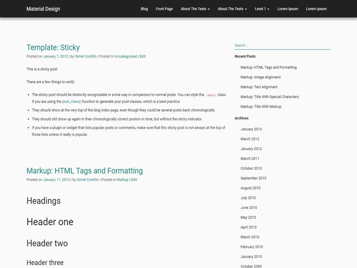 WordPress Theme Material Design WP