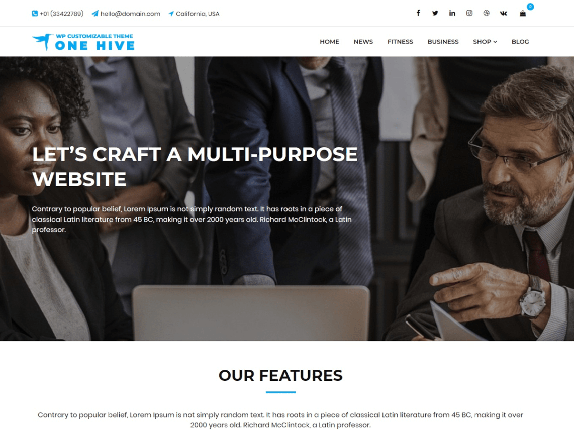 WordPress Theme One Hive