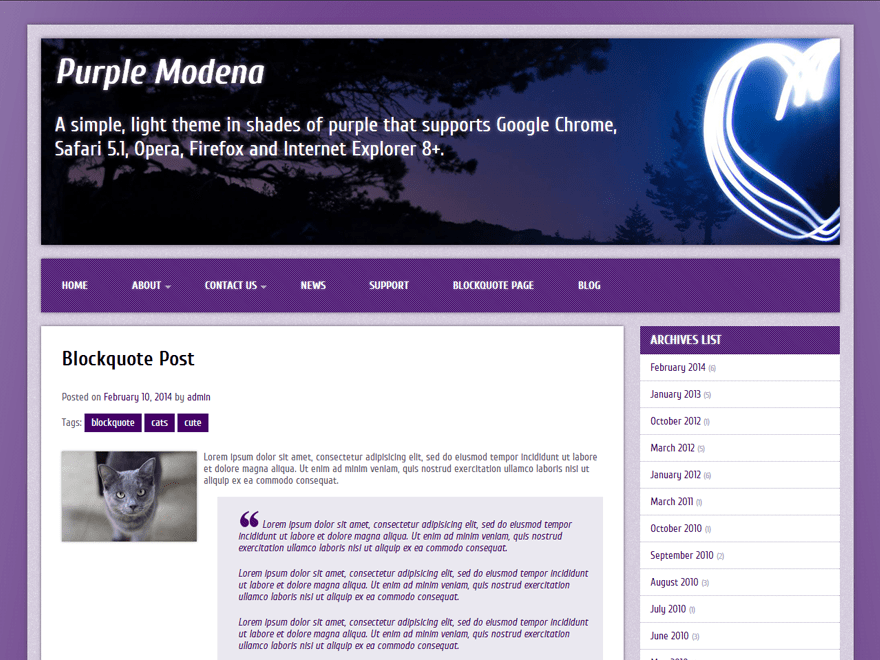 WordPress Theme Purple Modena