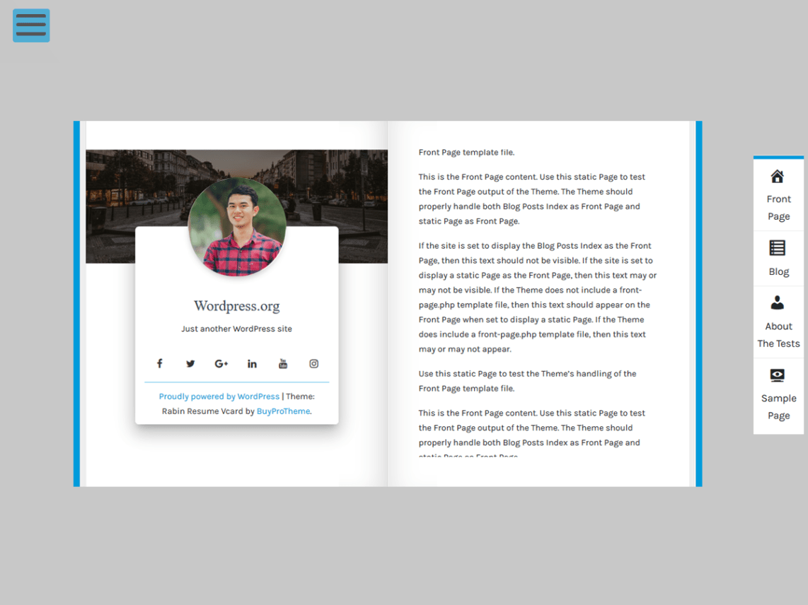 WordPress Theme Rabin Resume Vcard