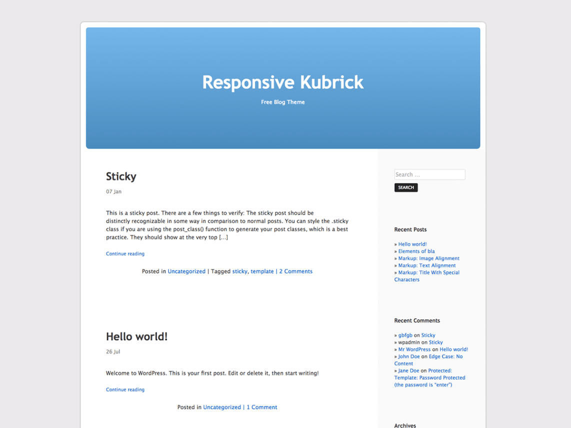 WordPress Theme Responsive Kubrick
