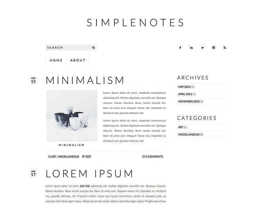 WordPress Theme Simplenotes
