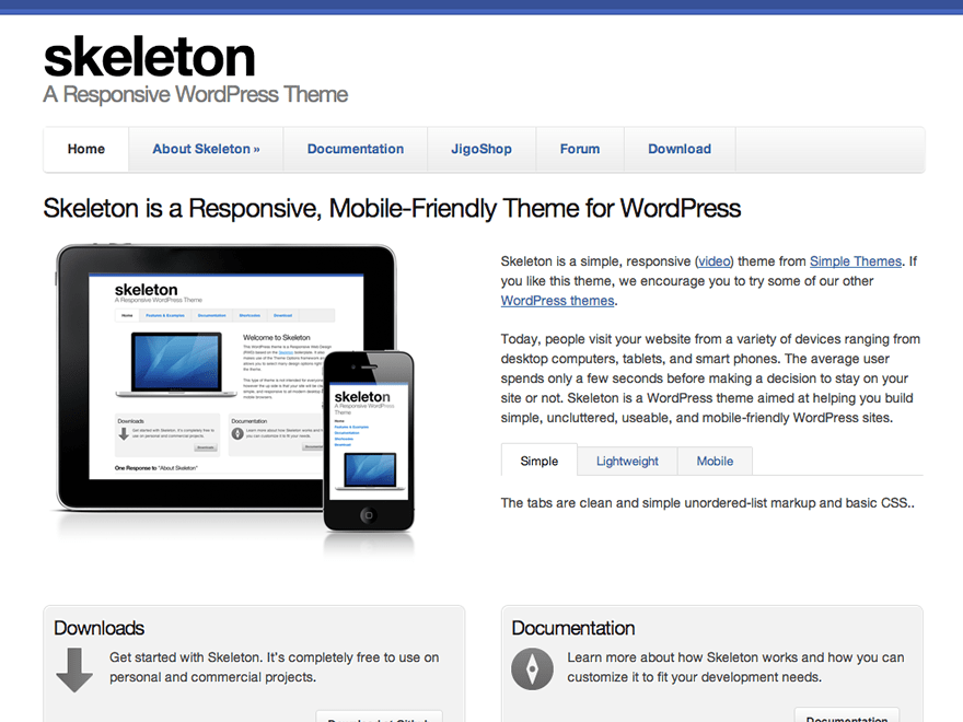 WordPress Theme Smpl Skeleton