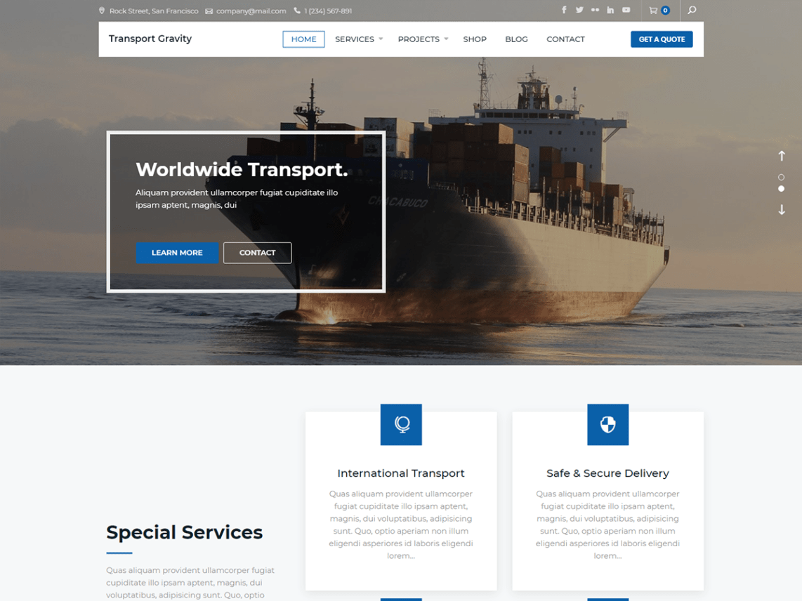 WordPress Theme Transport Gravity