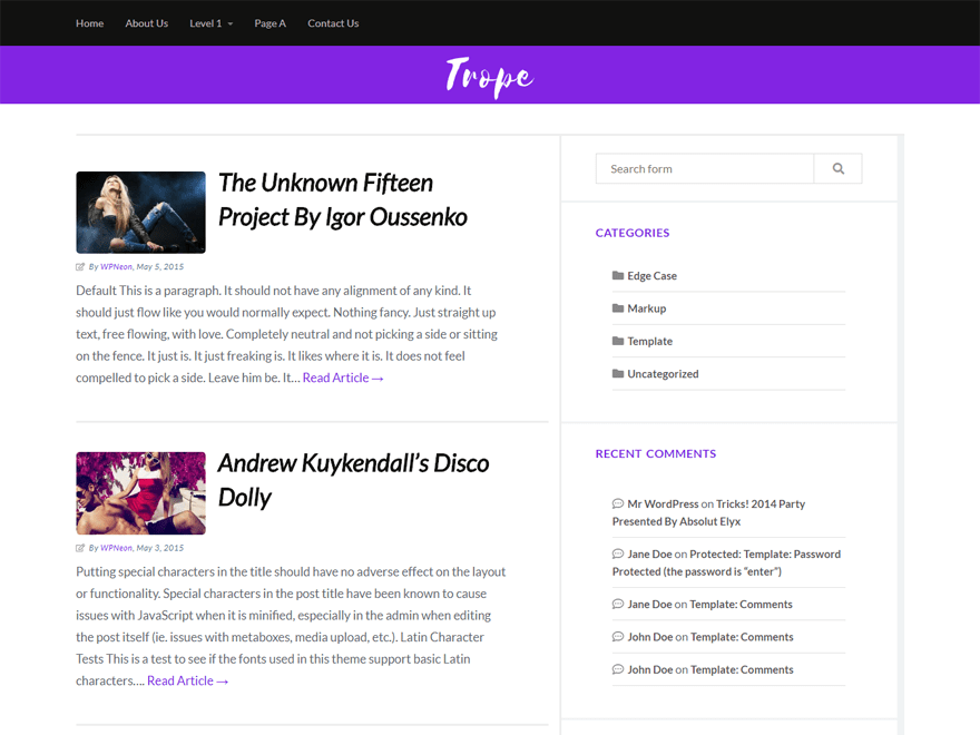 WordPress Theme Trope
