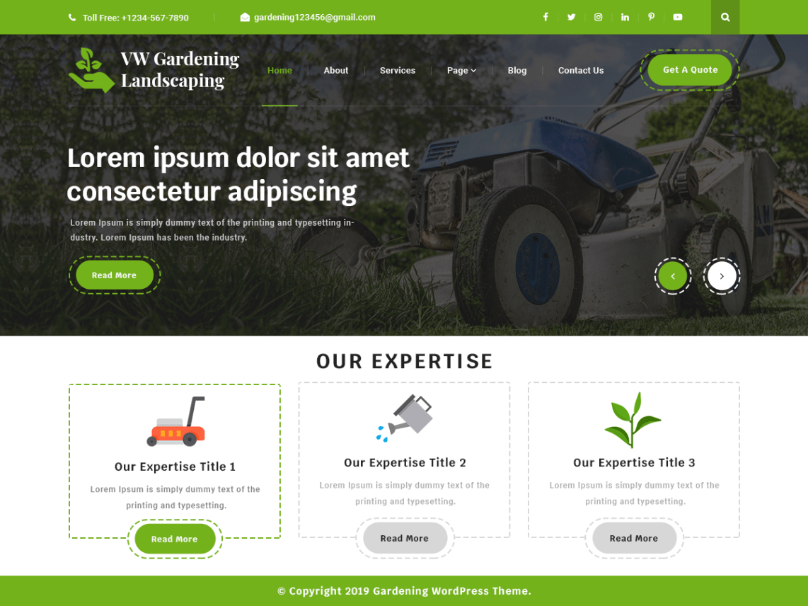 WordPress Theme VW Gardening Landscaping