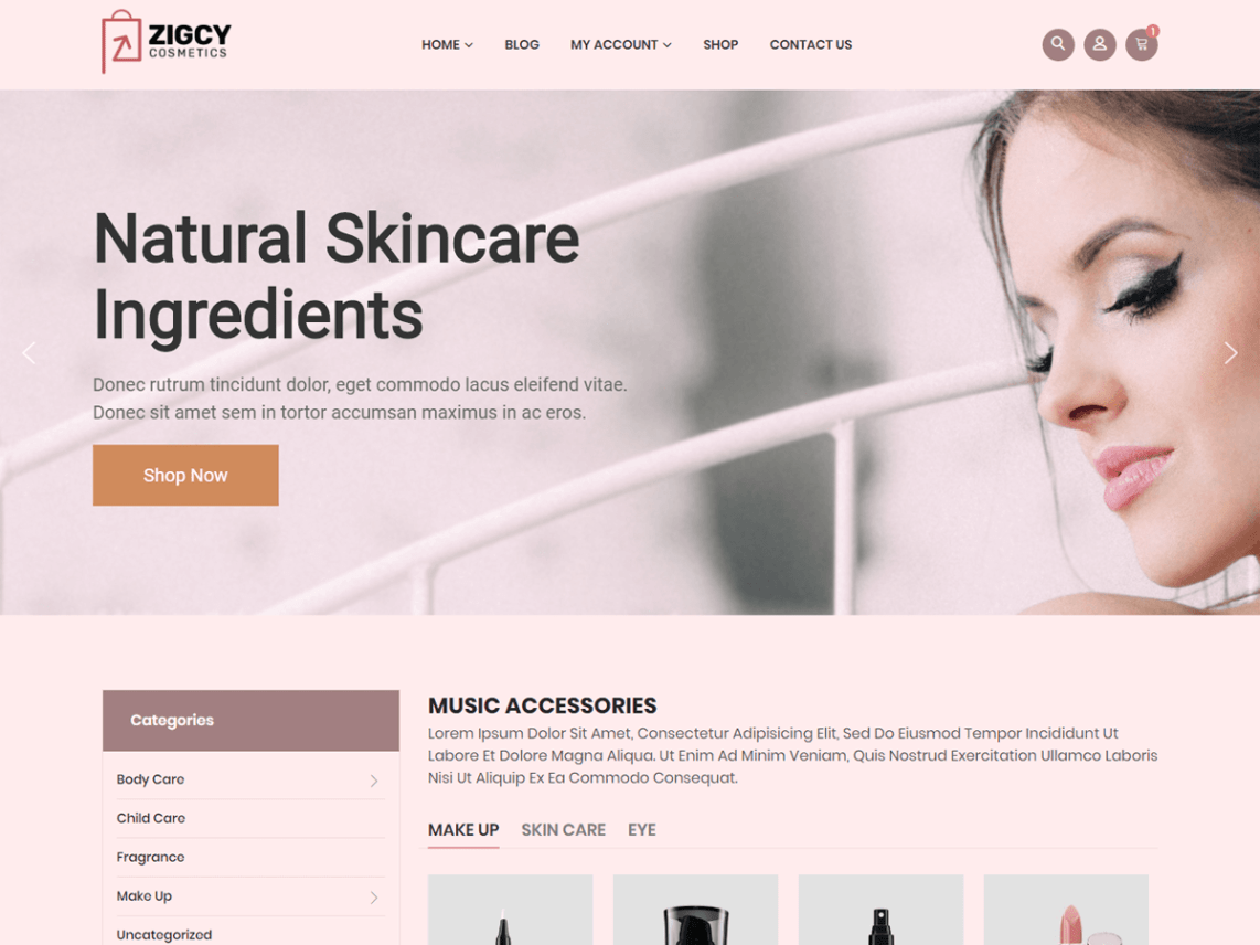 WordPress Theme Zigcy Cosmetics